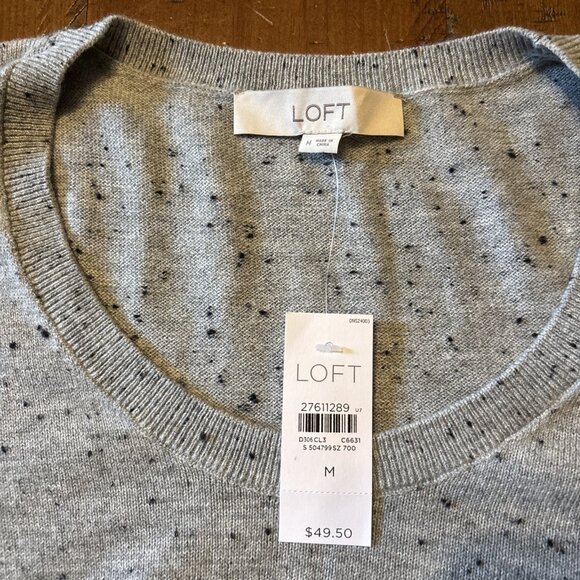 Loft Gray Speckled Long Sleeve Sweater Size Medium NWT - Picture 6 of 9